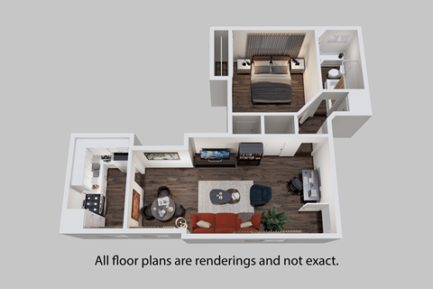 Floor plan for 1 bed, 1 bath, 792 sqft